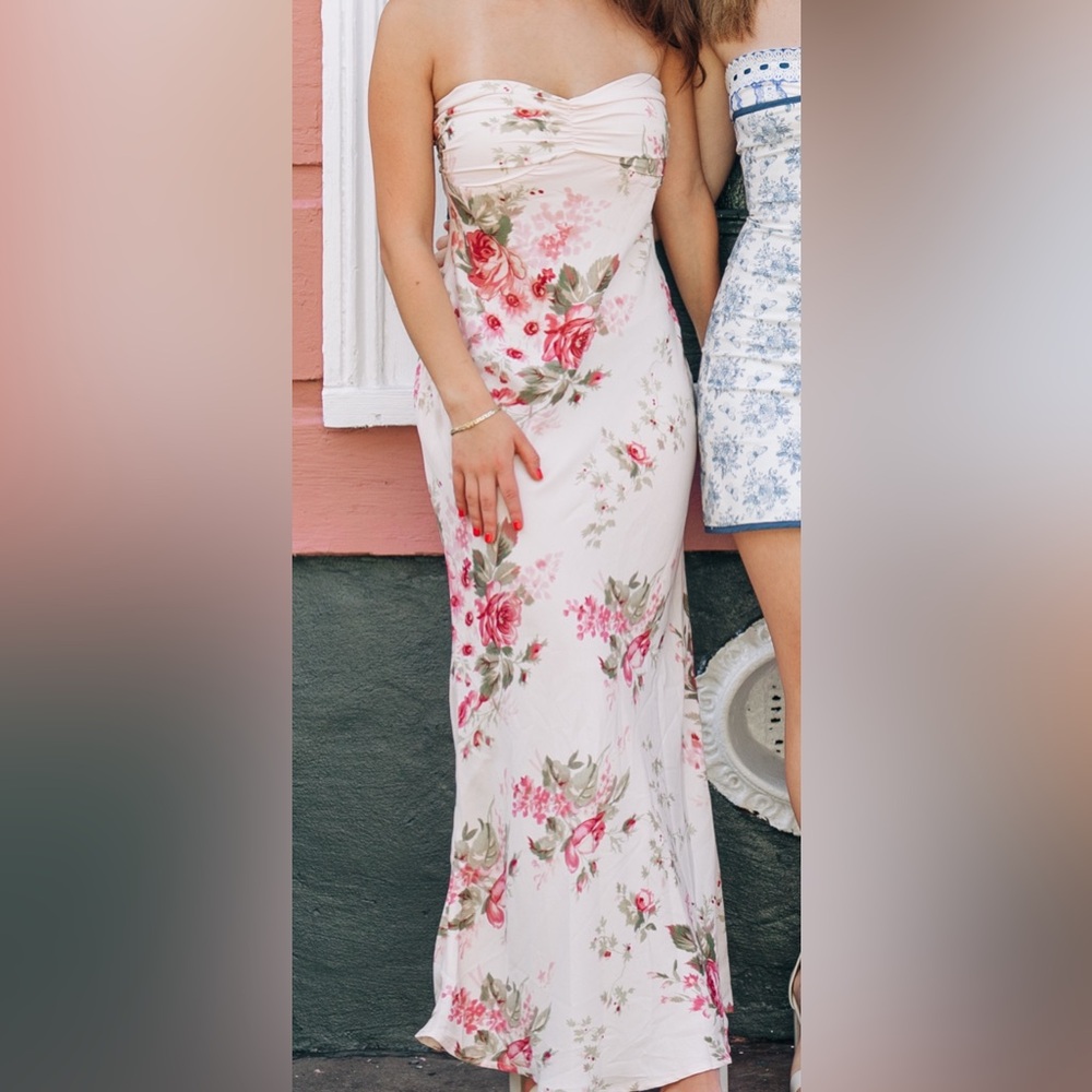 Princess Polly Blush Floral Strapless Maxi Dress